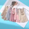 Gloves for Women In Winter Knitted with Cute Rabbit Cartoon Thickened Warm Wool Touch Screen Students Writing and Riding To Protect Against Cold Waves