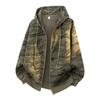 Ретро Военный Стиль Камуфляжная Куртка с Капюшоном на Молнии Кардиган, Повседневная Толстовка в Стиле Рабочей Одежды