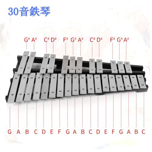 ENNBOM Tabletop Metallophone, 30 Notes, Folding, with 4 Mallets and Storage Case