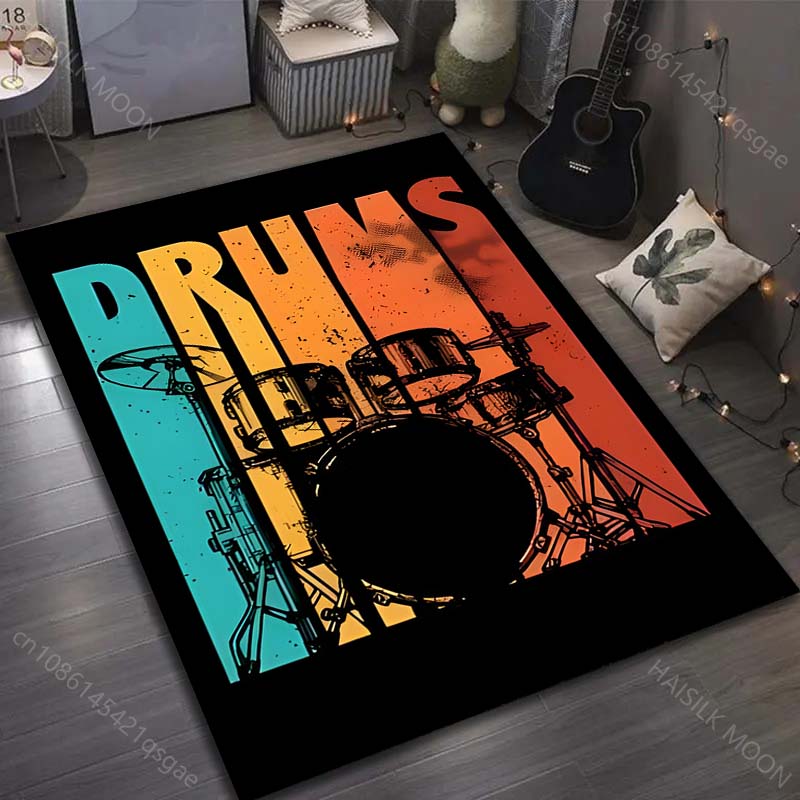 Music Life Musical Instruments Print Carpet for Living Room Bedroom Sofa Doormat Decor Area Rug Non-slip Floor Mat for Gifts