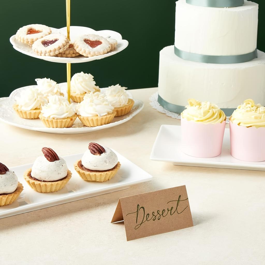 100 Kraft Paper Table Cards, Name and Seat Cards for Wedding Banquets, Table Numbers, Parties, and Conference Check-in Tables