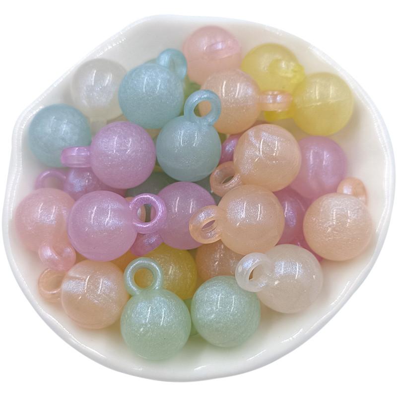 Material Round Pendant Charms Bowknot Rabbit Flat Love Heart Beads 10Pcs Fluorescent Handmade DIY Jewelry Accessories Arcylic Fashion Accessories