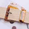 Fashion Decorative Women's Belts Holiday Bohemian Square Resin Buckle Elastic Grass-like Woven Belts Off White Belt