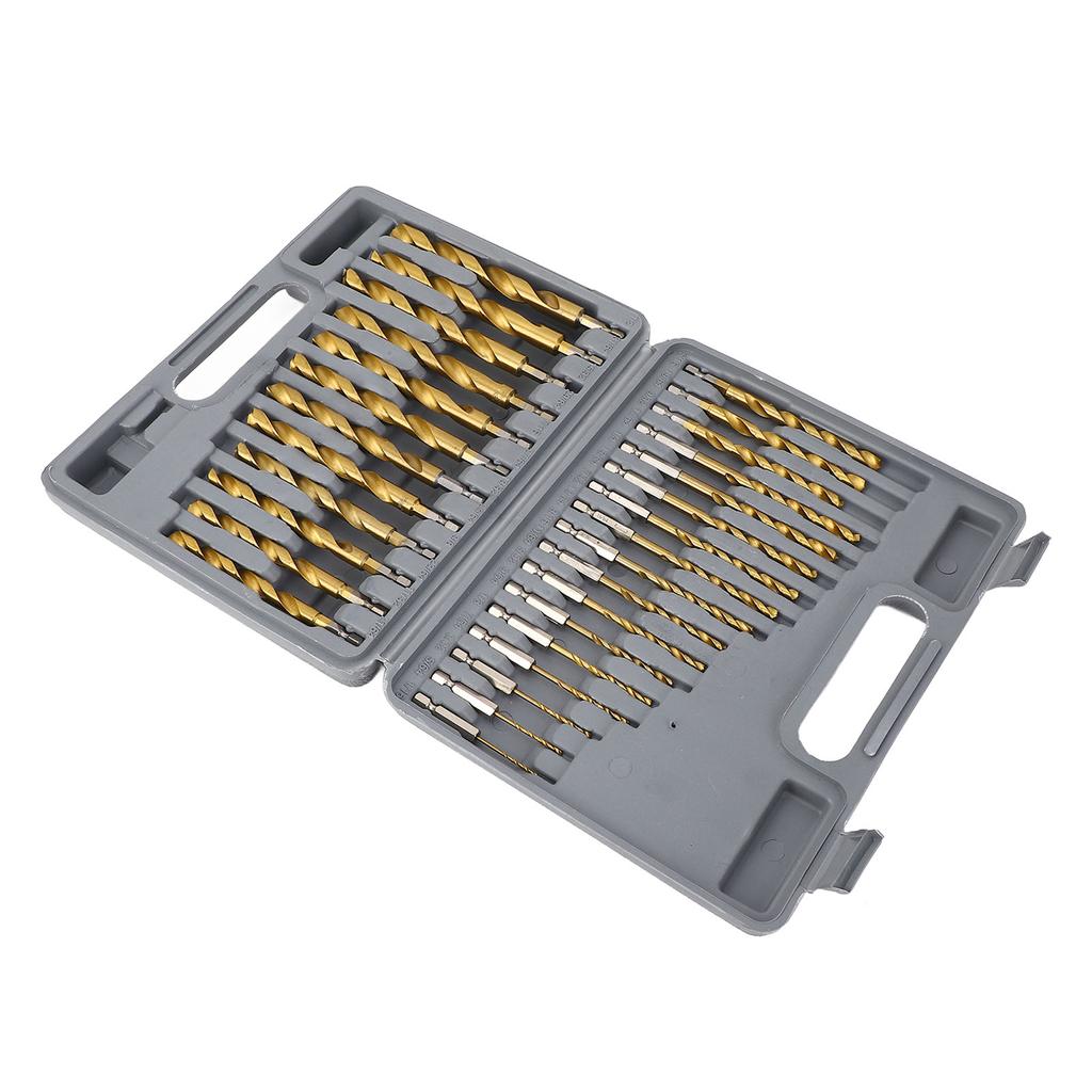 Набор спиральных сверл с титановым покрытием HSS 1/4 дюйма шестигранный хвостовик 5/64 до 1/2 ударные сверла с ограничительными кольцами для Wo