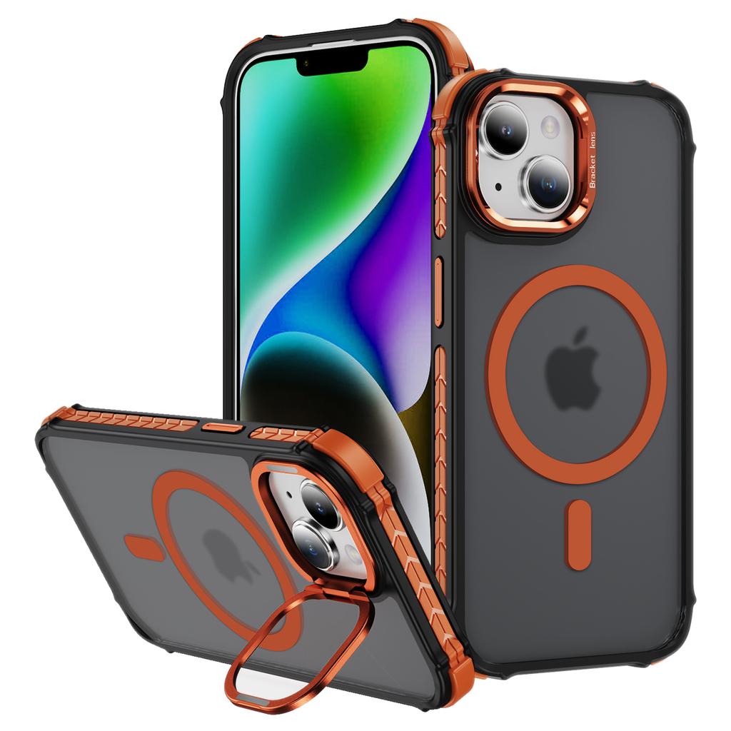 Чехол для iPhone 14/13 с подставкой для объектива, матовая задняя крышка, совместимая с MagSafe