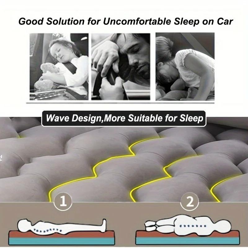 Airbed Car Seat Mattress Air Inflation Sofa Multifunction with Bag Repair Outfit 2 Pillows for Sleep Rest