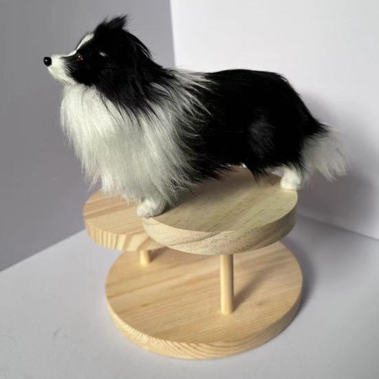 Simulated Plush Sheepdog Model Lifelike Mini Dog Toy Stuffed Animal Doll Home Office Desktop Decoration Ornament
