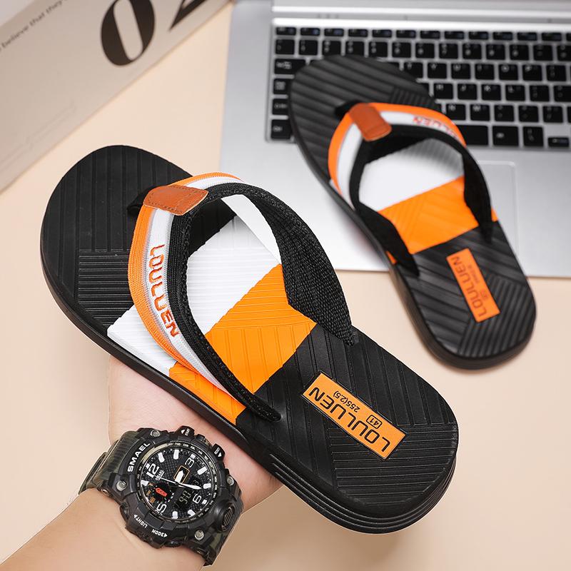 Модные летние тапочки мужские шлепанцы пляжные сандалии нескользящие повседневные туфли на плоской подошве 2024 Тапочки домашняя обувь для мужчин уличные тапочки
