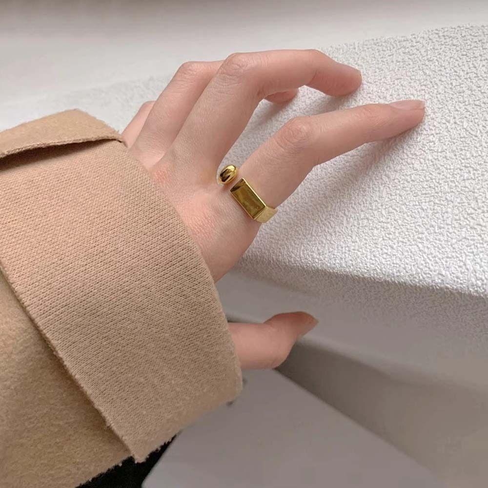 Metal Geometric Opening Square Open Rings Jewelry Accessories Square Zinc Zinc Alloy Ring Square Ring  Girls