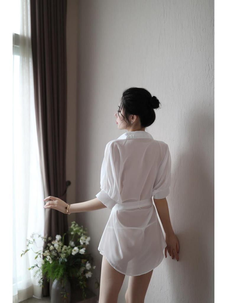 Desire Sheer Lingerie Shirt: Sexy, See-Through Nightgown with Temptation and Easy Removal