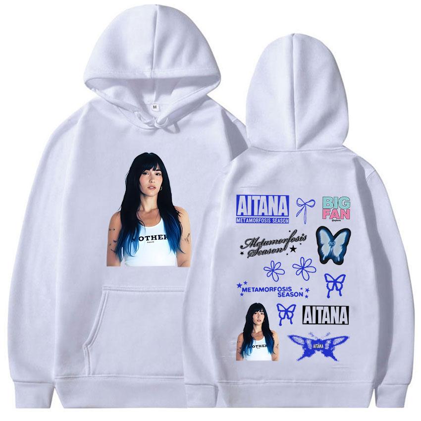 Худи с принтом из мерча Aitana Metamorfosis Season Tour Унисекс Высококачественная одежда Оверсайз Толстовка Винтажная Мода Флисовое худи