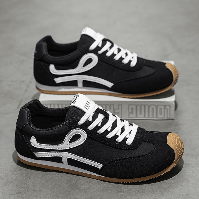 Men's Shoes Can Be Worn In All Seasons, New Trendy Round Head Versatile Breathable Lace-up Thick-soled German Training Casual Color Matching Comf