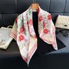 Korean version of marine aesthetics simulation silk high-end square scarf silk scarf printed shawl scarf sunscreen scarf headscarf scarf