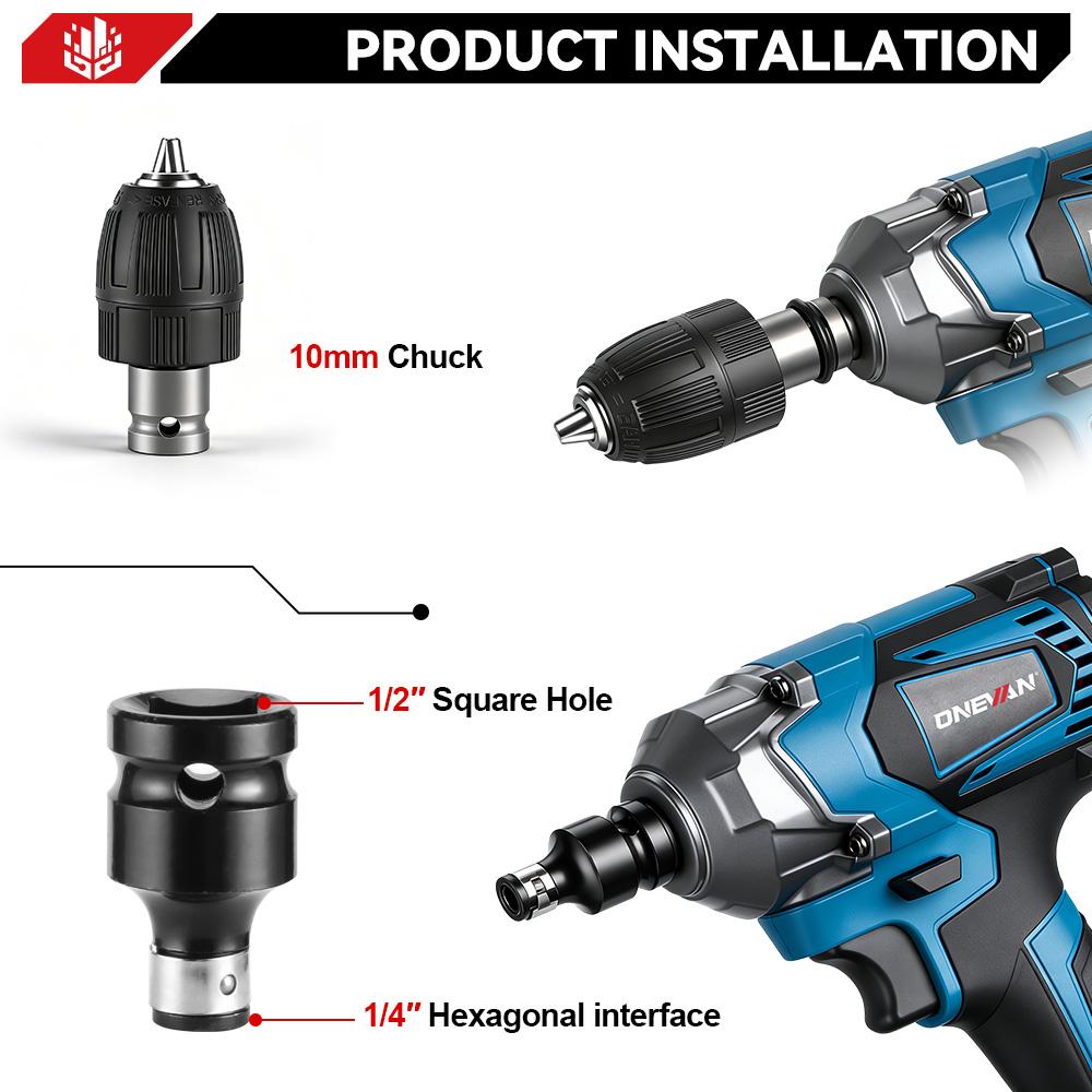 ONEVAN Бесщеточный электрический гайковерт 3 функции 1/2 дюйма Беспроводная отвертка Электродрель для аккумулятора Makita 18V