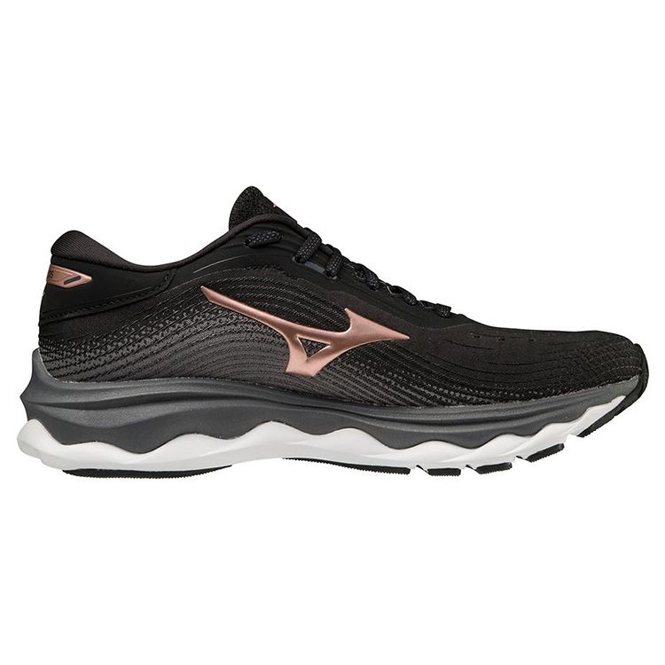 Mizuno Wave Sky 5 Lace-Up Fabric Shock Absorption Non-Slip Wear-Resistant Breathable Low-Top Running Shoes Women Sneaker Black J1GD210244
