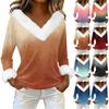 Women's T Shirt Tee Print Shirt Long Sleeve Party Fleece Collar V Neck Top
