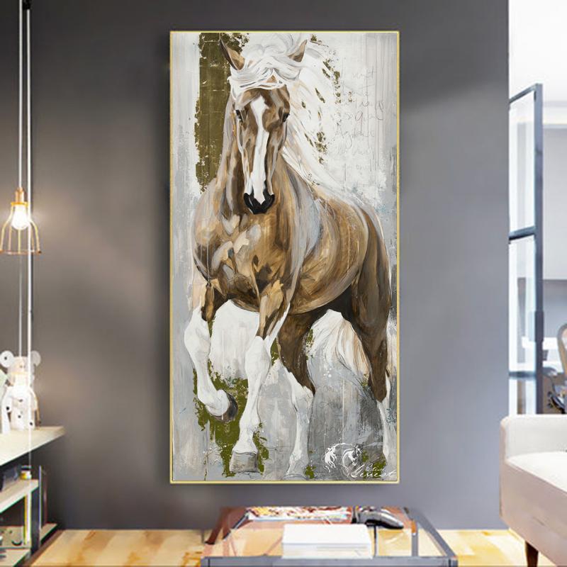 Horse Oil Paintings Printed On Canvas Animal Posters And Pictures Wall Art For Living Room Entrance Porch Home Decor No Frame
