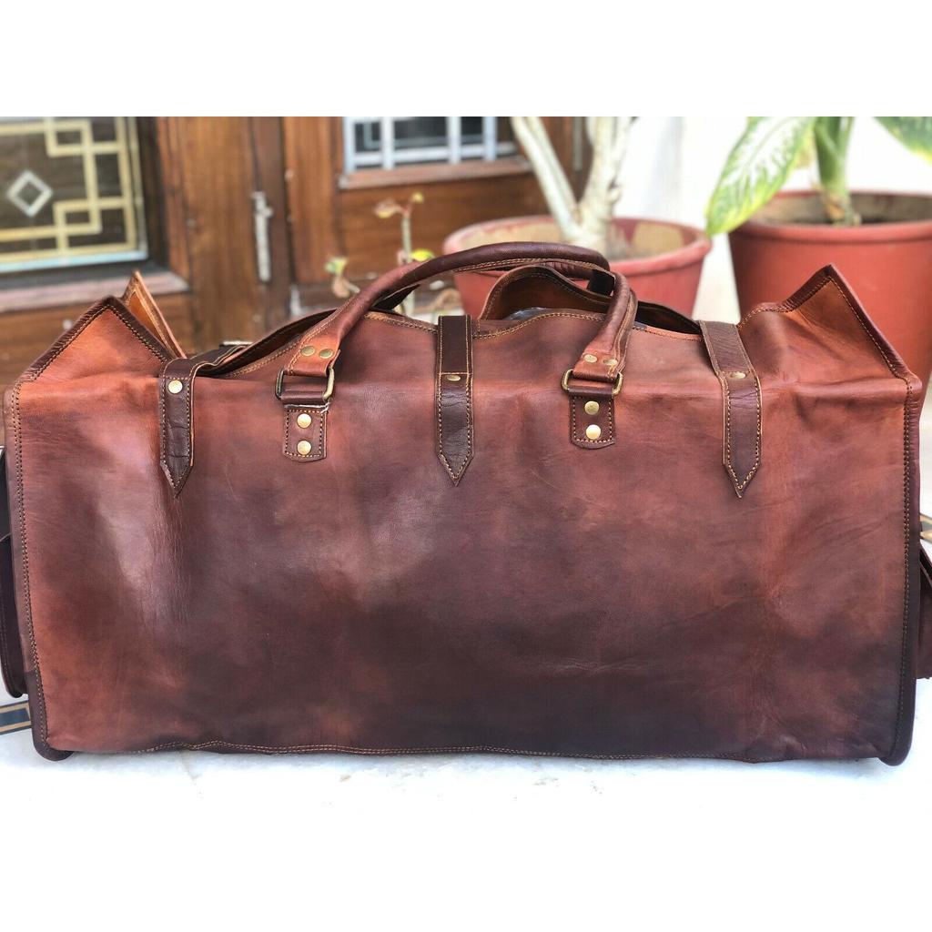 Мужская кожаная спортивная сумка для путешествий, винтажная большая сумка для выходных на ночь