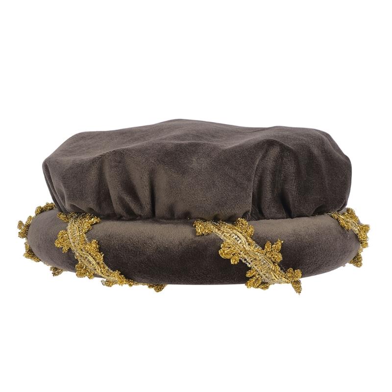 Бархатный padded roll coif hat эпохи Возрождения с деликатной золотой отделкой для средневекового костюма и театральных постановок