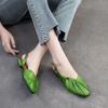 Fashion Flat Sandals French Genuine Leather Pointed Toe Shallow Women's Slip-on Shoes
