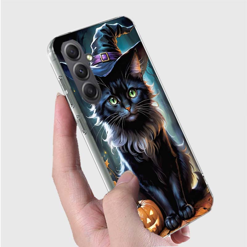Halloween Magic Cat Phone Case for Samsung A16 A26 A36 A56 A17 A37 A57 A07 A06 A02S A03 A04S A05S Galaxy Note 20 10 A50S A71 A51