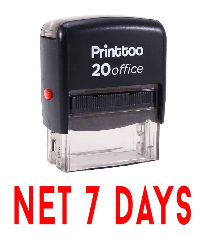 Printtoo NET 7 DAYS Self Inking Rubber Stamp Office Stationary Custom