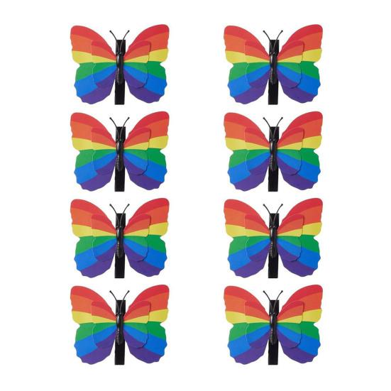 8 шт. Женские заколки для волос Радужный декор бабочки Заколки для волос Дизайн 3D-крыльев Идеальный размер Женские заколки для волос Аксессуары для волос