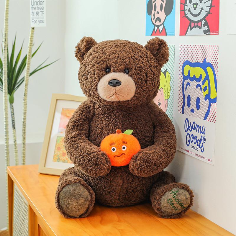 Bear Orange Teddy Bear Brown Bear Toy Pillow Plush Stuffed Gift Cushion