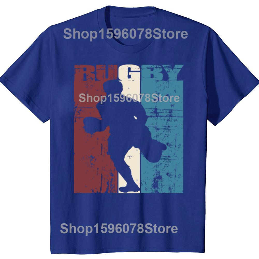Забавные винтажные футболки с регбистом Летний стиль Графический хлопок Уличная одежда Короткий рукав Американский футбол Подарки Футболка Мужская