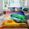 Chameleon Duvet Cover Set 3D Wild Animal Theme Twin Bedding Set Wildlife Comforter Cover Boys Green Leaf Polyester Quilt Cover