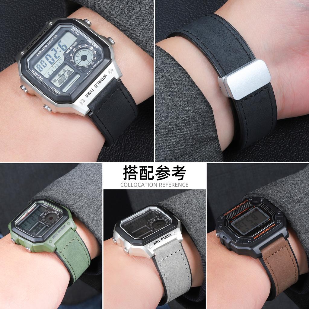 Для Casio Маленькие Квадратные A168W AE-1200/1300 A159 A158 F91W F105 W-216 Кожаный Ремешок Мужской Браслет из Натуральной Кожи 18мм ширина