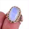 Natural Rainbow Moonstone Gemstone Two Tone 925 Sterling Silver Ring Size 6 Z8v90