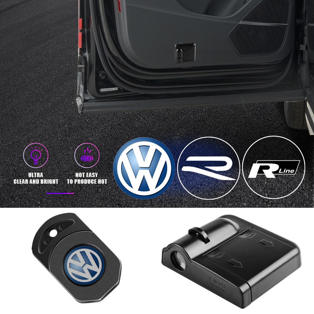 1/2PCS LED HD Projector Lamp Wireless Car Door Welcome Light for Volkswagen VW Caddy Touareg Tiguan Touran Golf Polo R Line GTI