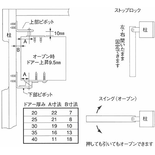 Kawaki Hardware SOWA Swing Lock Hinge, Silver, 5250S, Set of 1 (Top and Bottom)