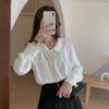 Женская шифоновая рубашка, весна-лето, французская блузка с пышными рукавами в стиле ретро, ​​однотонный топ, S-XL