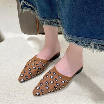 2024 Лето Новые Красные Полутапочки Босоножки Bao Head Тапочки на Высоком Каблуке Женская Одежда Модные Толстые Нижние Заостренные Носки