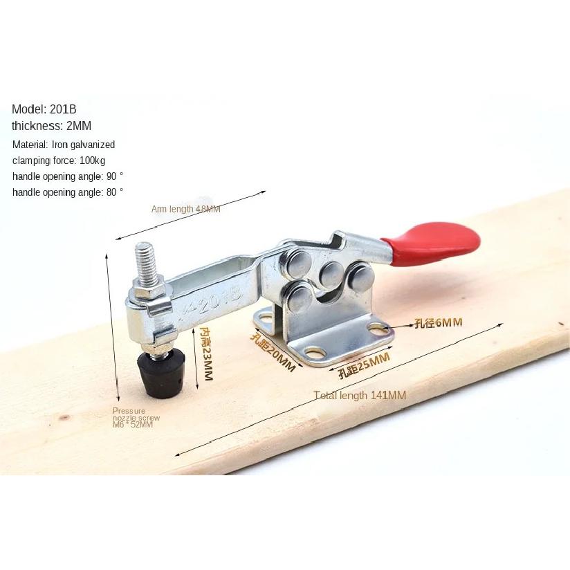 Red Toggle Clamp GH-201B 100kg Quick Release Tool Horizontal Clamps Hand New Heavy Duty Tooling Accessory
