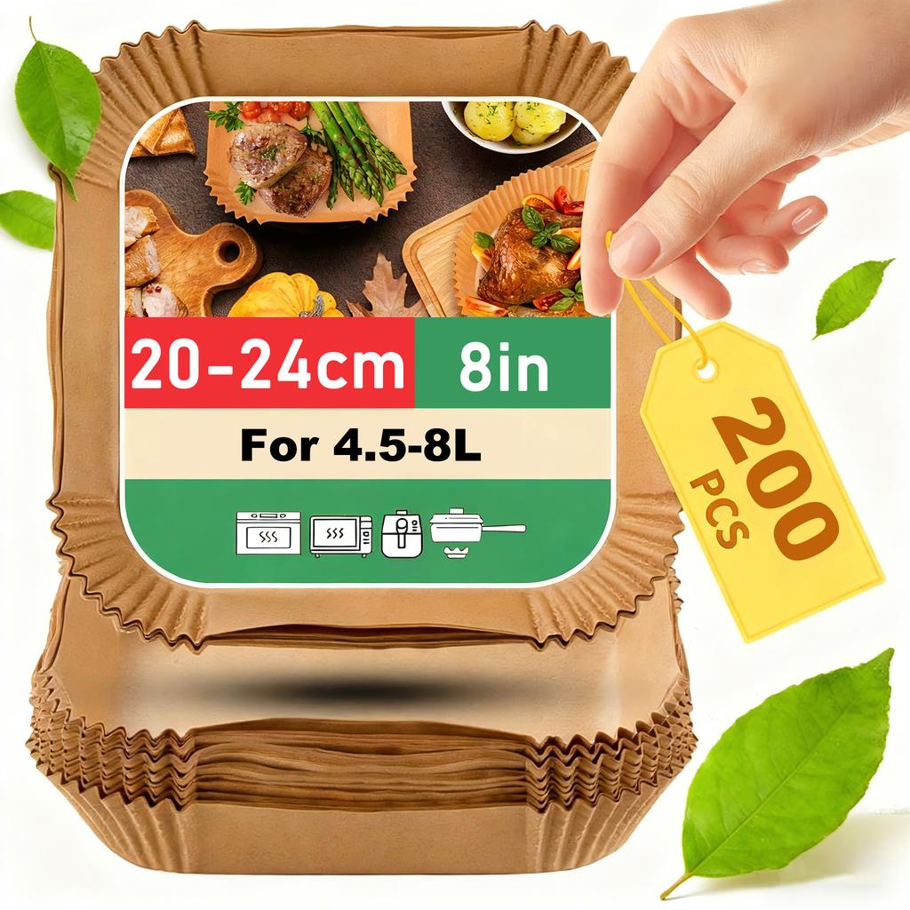 Бумага для выпечки для аэрофритюрницы 25/50/100/150 шт. для корзин 4,5-8 л/7-12 л 16/20/23 см XXL квадратные аксессуары для аэрофритюрницы для Ninja, Cosori,