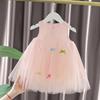 Детские платья для девочек, розовое кружевное милое сетчатое платье принцессы для девочек, летние детские платья без рукавов для вечеринок, сарафан для малышей