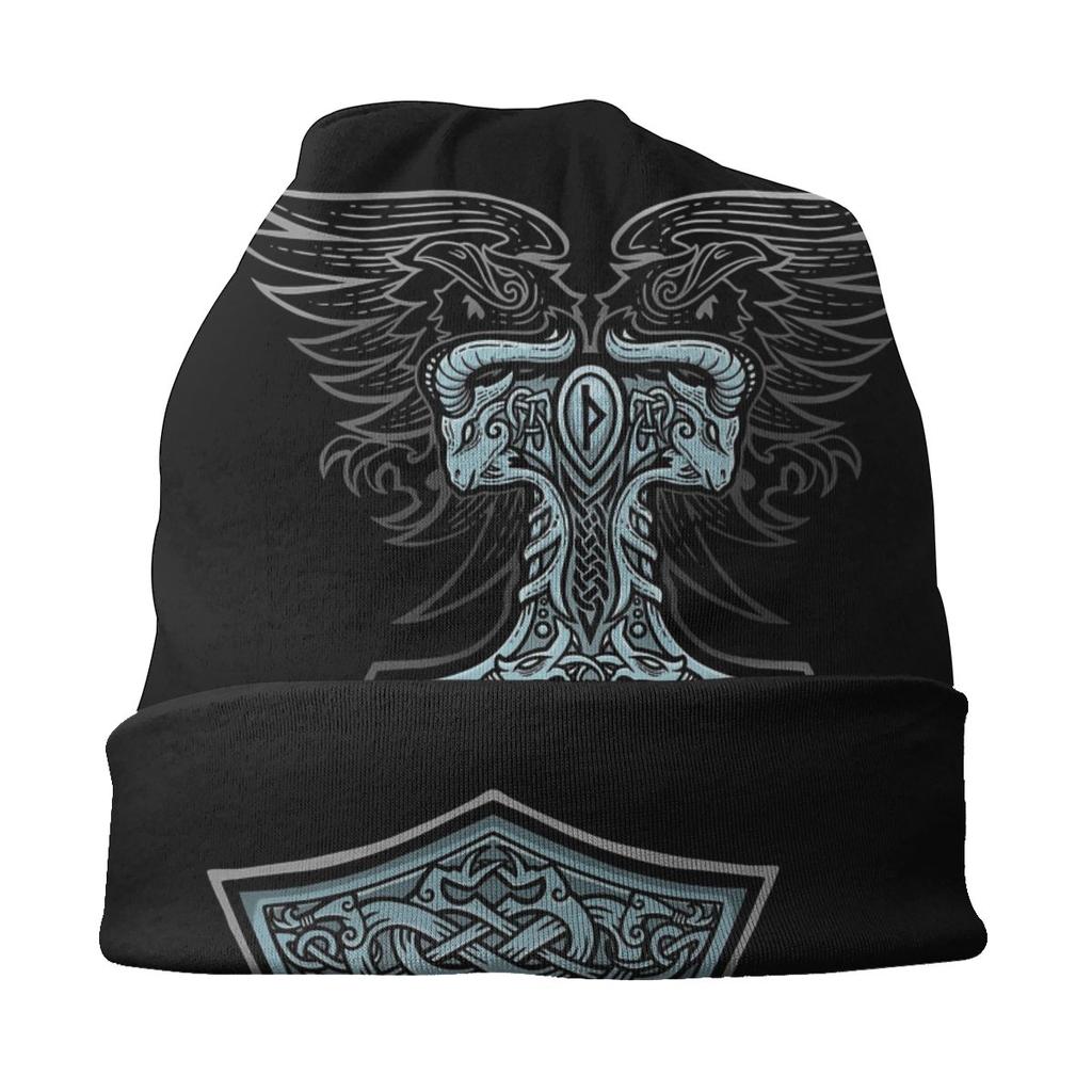 Thors Rage Viking Hammer Unisex Women Beanies Outdoor Ski Cap Double Layer Fabric Bonnet Hat