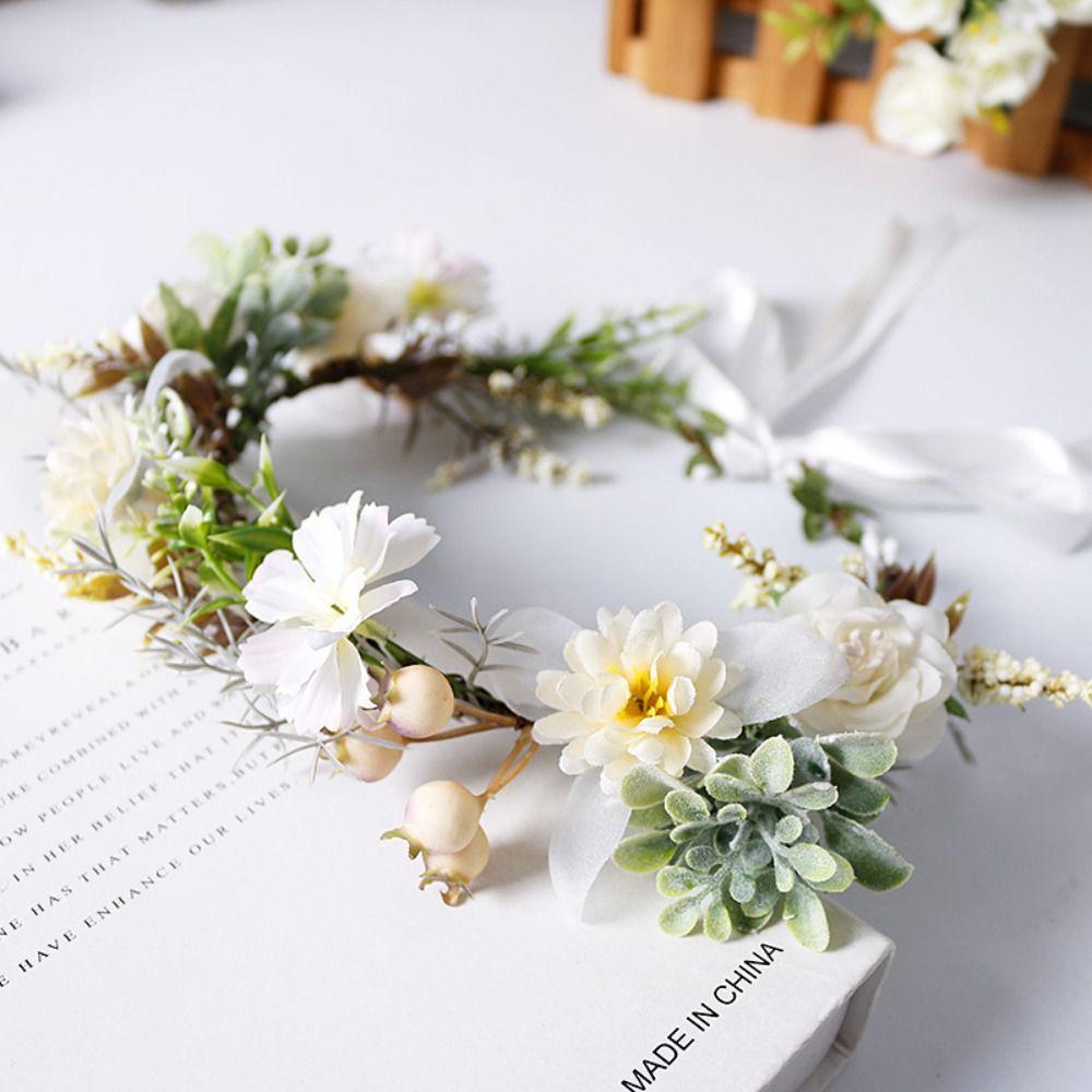 Hair Jewelry Bride Hair Band Headwear for Wedding Flower Wreaths Flower Tiara Garland Crown