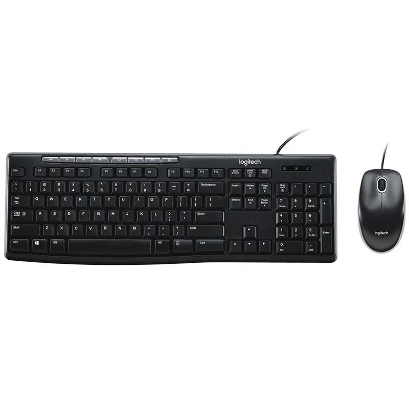 Проводная мультимедийная клавиатура и мышь Logitech MK200