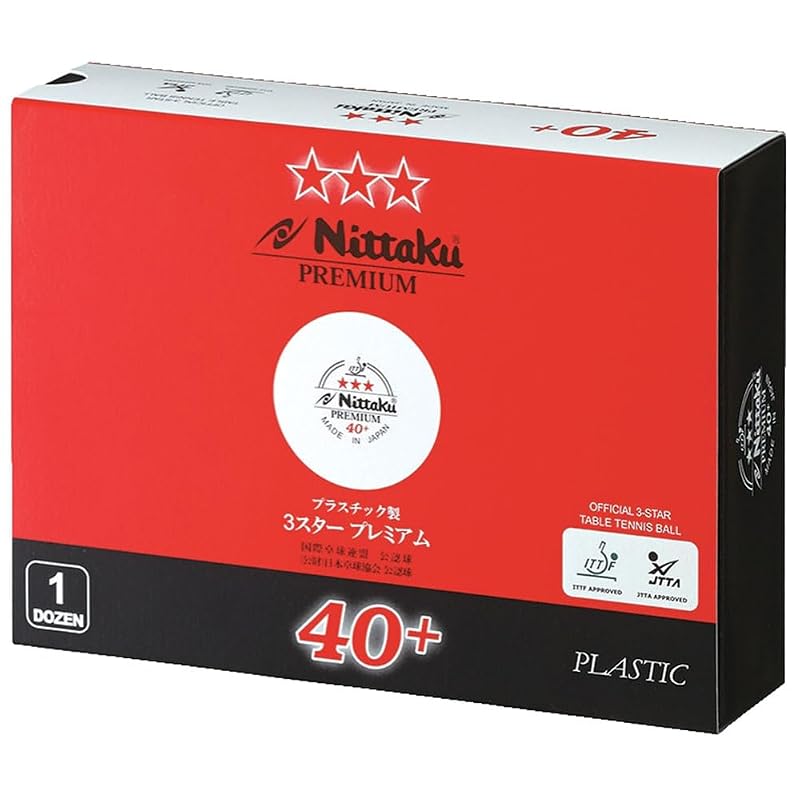 Мячи для настольного тенниса Nittaku, Three Star Premium, Официальный мяч для твердых кортов, Пластиковые, 3 шт., Белый, 40 мм (NB-1300)