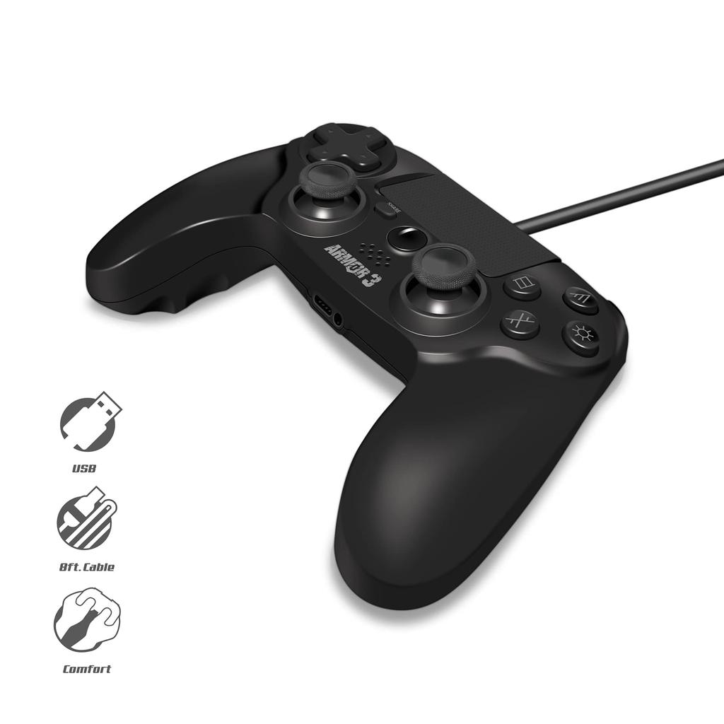 Armor3 Wired Game Controller PS4 PC MAC Compatible USB Connection / / Color/Black