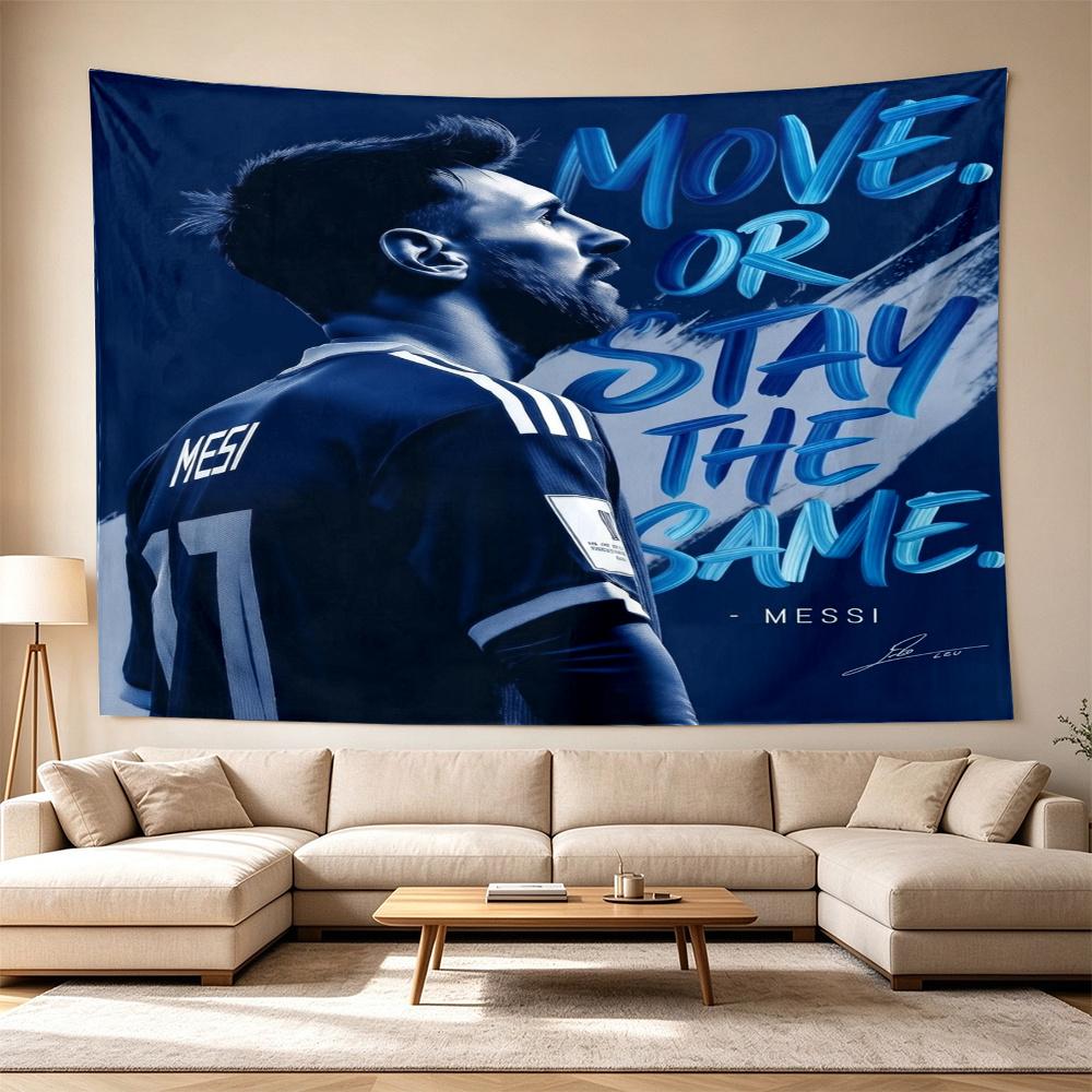 Messi Move Stay Same Large Size Wall Tapestry, Room Aesthetic Decor for Living Room Party Background