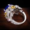 Hot-selling Jewelry In Europe and America Fashion Flowers Colorful Zircon Fox Sapphire Ring Personality Temperament Ring