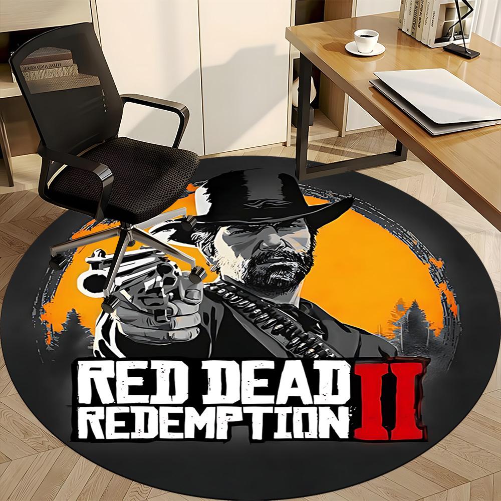 1 шт. Круглый ковер Red Dead Redemption II для офиса, коврик для помещений, подходит для офиса, спальни, гостиной, домашнего декора, декор комнаты a0926037