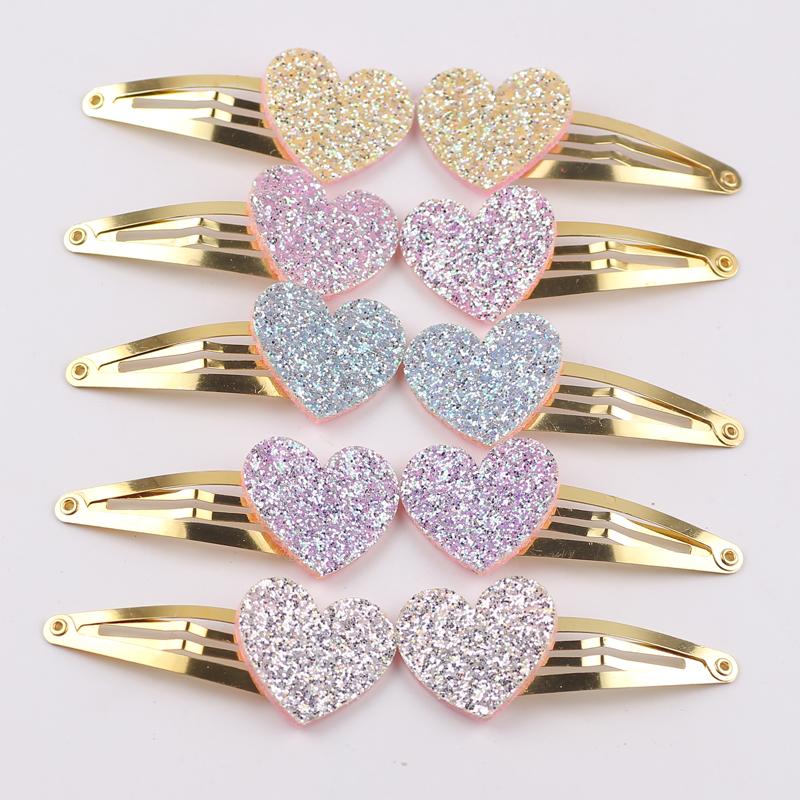 10pcs/lot Small Size Girls Hairclips Glitter Heart Birthday Gift Baby Girls Hair Accessories Kids Hair Clip For Children