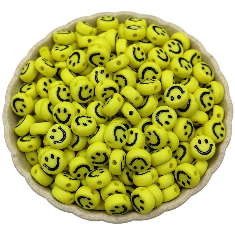 Круглые акриловые бусины-разделители, улыбающиеся бусины со смайликом, используемые в изготовлении ювелирных изделий своими руками, изготовление подвесок