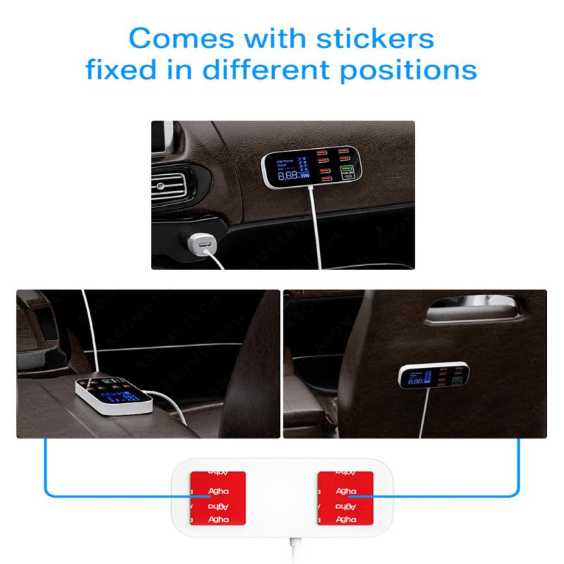 Портативное умное 8-портовое автомобильное зарядное устройство USB Qc3.0 Pd, зарядное устройство для мобильного телефона с быстрой зарядкой, 40 Вт, 8 А, мульти-USB